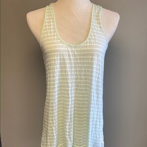 Splendid Green and White Fitted Sleeveless Tank Top